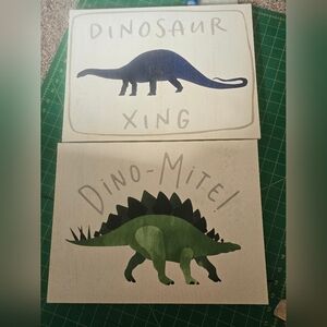 Kids Dinosaur canvas wall décor Set Of Two 16"×12"